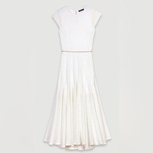 NWT Maje elegant white lace maxi dress with gold chain